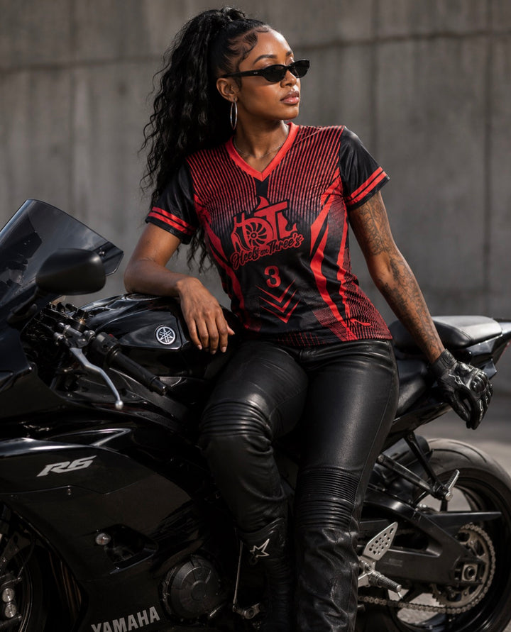HO3 red and black reflective jersey